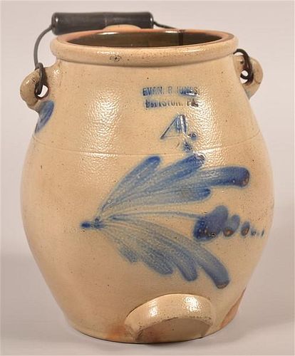 EVAN R. JONES STONEWARE BATTER JUG WITH