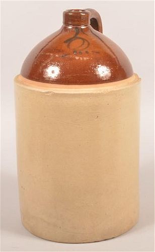 FIVE GALLON TWO-TONE STONEWARE JUG.Five