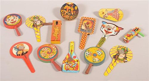LOT OF VINTAGE TIN LITHOGRAPH NOISEMAKERS.Lot