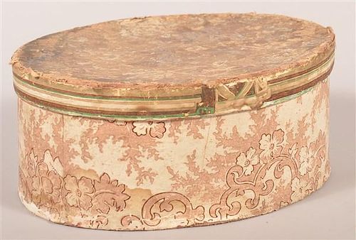 19TH CENTURY OVAL WALLPAPER BOX.19th