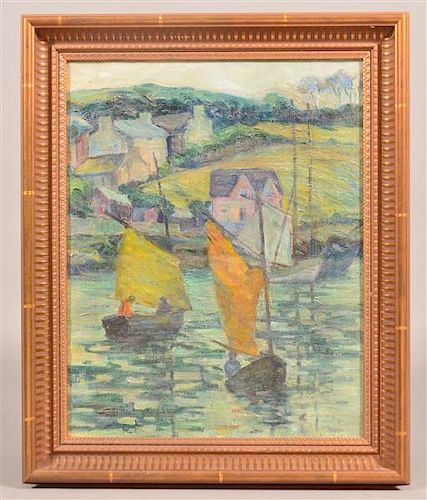 SAILBOAT OIL PAINTING ATTRIBUTED 39b8f7