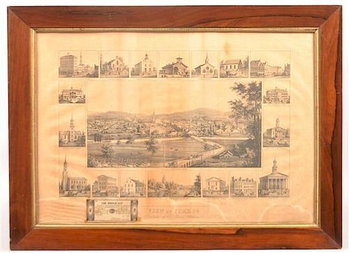 FRAMED VIEW OF YORK PA LITHOGRAPH.Framed
