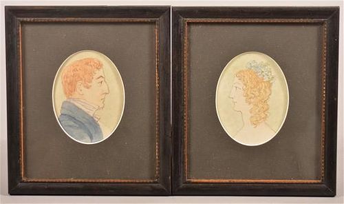 PAIR OF WATERCOLOR PORTRAITS OF 39b90d