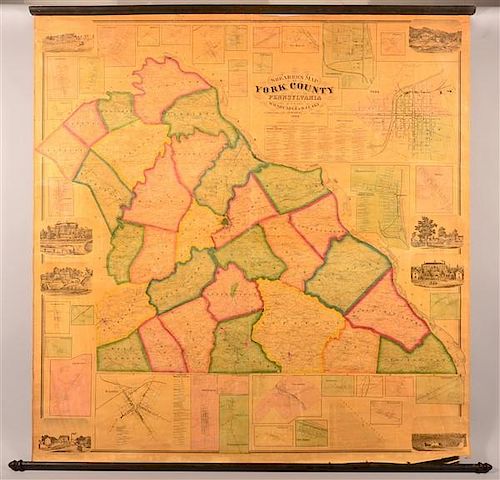 1860 SHEARER'S MAP OF YORK COUNTY