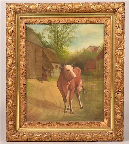COW PAINTING BY C.H. MARKS.Cow