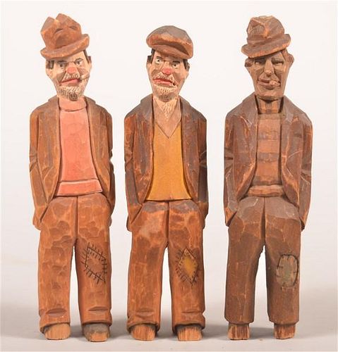 3 FOLK ART HOBO FIGURES ATTRIBUTED