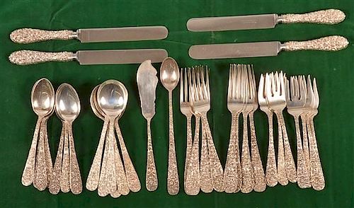 36 PIECES OF STIEFF ROSE PATTERN STERLING