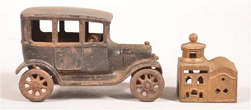 ARCADE FORD MODEL T CAR AND BUILDING