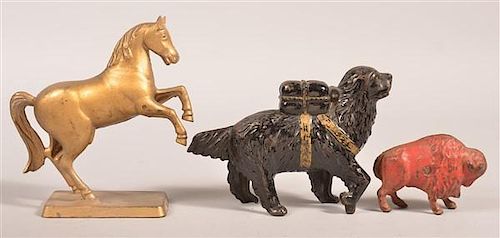 THREE CAST IRON ANIMALS STILL BANKS Three 39b9c2