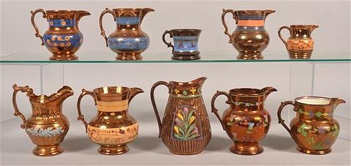 10 VARIOUS PIECES OF COPPER LUSTRE