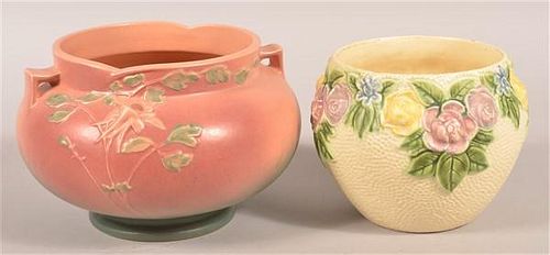 TWO ROSEVILLE ART POTTERY JARDINIERES.Two