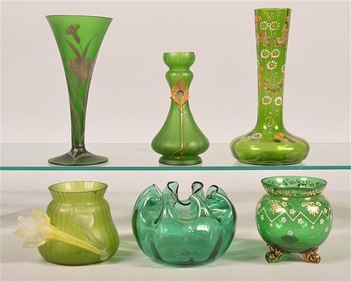 SIX VARIOUS PIECES OF GREEN VICTORIAN