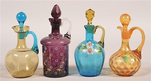 FOUR VARIOUS VICTORIAN ART GLASS