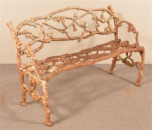 ANTIQUE CAST IRON TWIG FORM BENCH.Antique