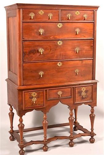 PHILADELPHIA WILLIAM & MARY WALNUT HIGHBOY.Philadelphia