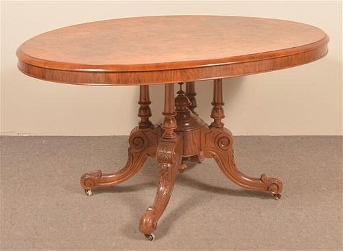 VICTORIAN BURLWOOD OVAL TILT-TOP