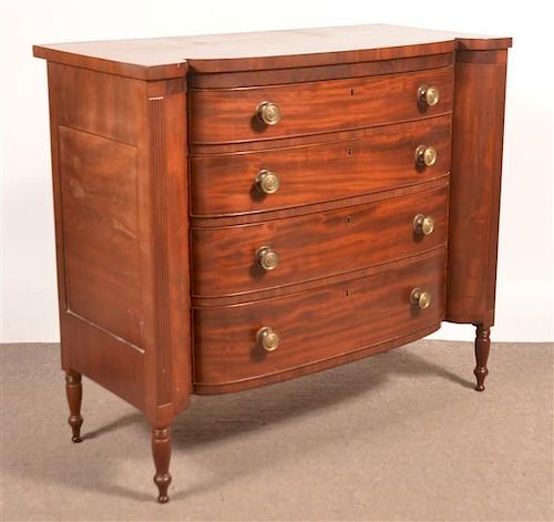AMERICAN SHERATON BOW-FRONT CHEST