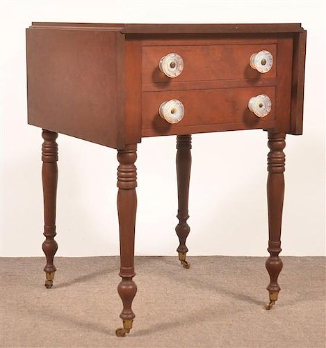 PA FEDERAL CHERRY TWO DRAWER DROP-LEAF