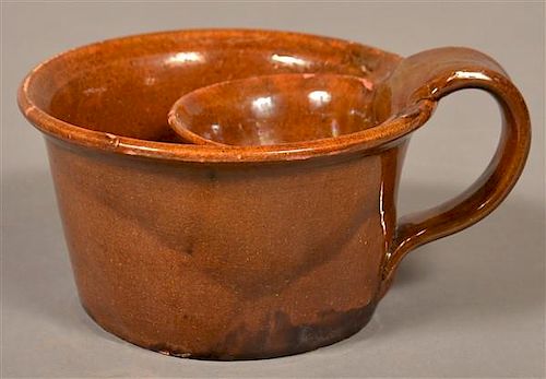 19TH CENTURY GLAZED REDWARE SHAVING 39bacf