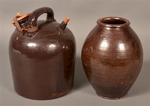 2 PIECES. OF 19TH CENTURY GLAZED