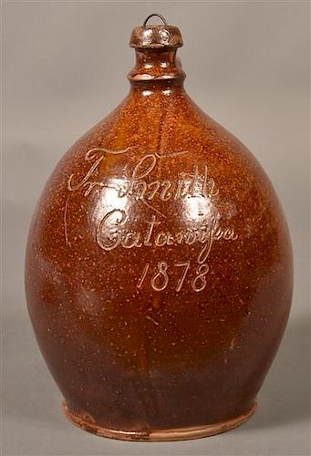 REDWARE JUG INSCRIBED F SMITH  39bacb