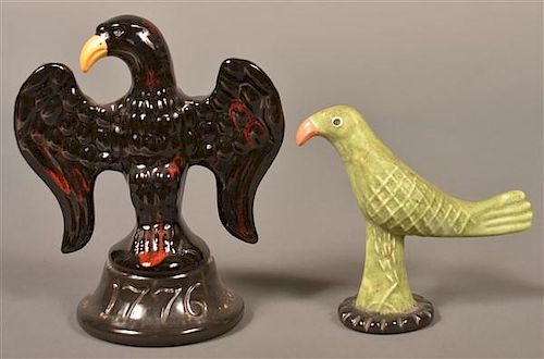 TWO JAMES SEAGREAVES POTTERY BIRD