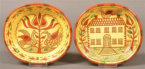 TWO JAMES SEAGREAVES POTTERY OVAL
