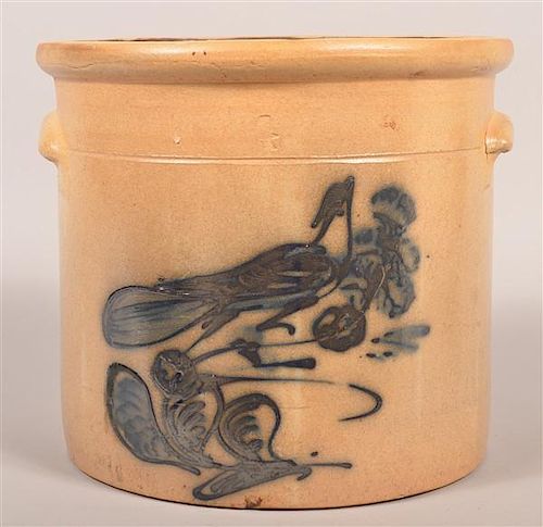 STONEWARE CROCK WITH BIRD ON BRANCH 39bb20