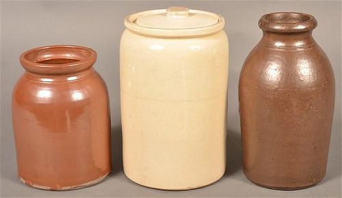 THREE VARIOUS GLAZED STONEWARE 39bb36