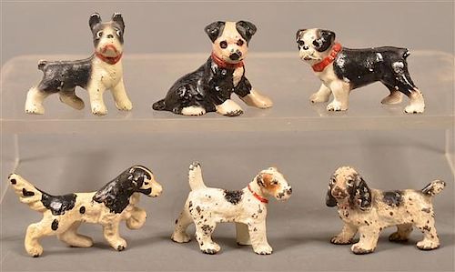 6 HUBLEY PAINTED CAST IRON DOG 39bbb7