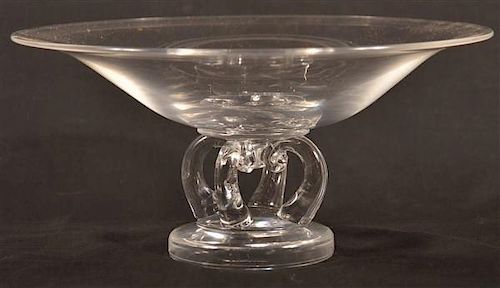 STUEBEN COLORLESS GLASS COMPOTE.Stueben