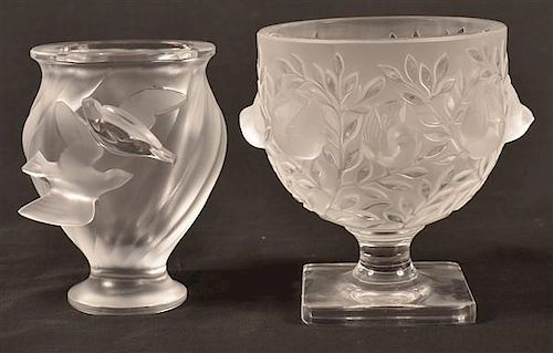 2 LALIQUE, FRANCE FROSTED COLORLESS