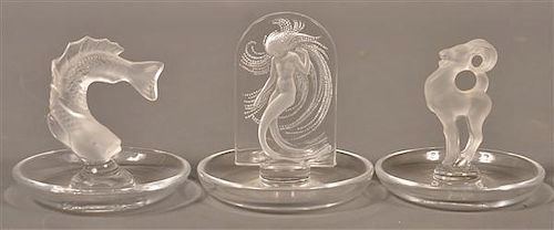 3 LALIQUE FROSTED COLORLESS GLASS 39bbef