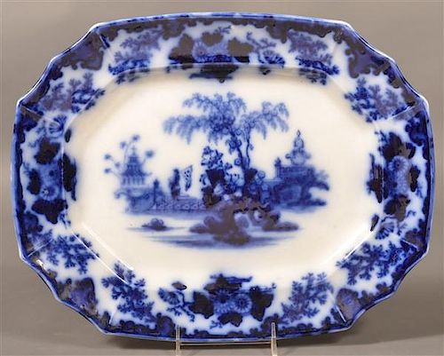 FLOW BLUE IRONSTONE CHINA SCINDE LARGE