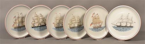 SET OF 6 MOTTAHEDEH SAILBOAT DECORATED