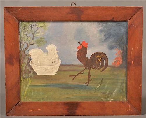 FOLK ART OIL ON ARTIST BOARD PAINTING 39bc6a