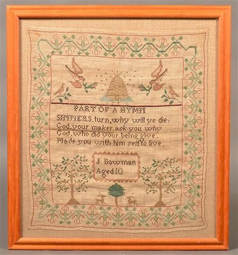 CROSS-STITCH NEEDLEWORK SAMPLER.Cross-stitch