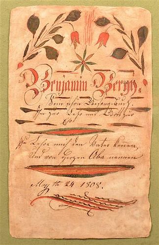 PA EARLY FRAKTUR BOOKPLATE DATED