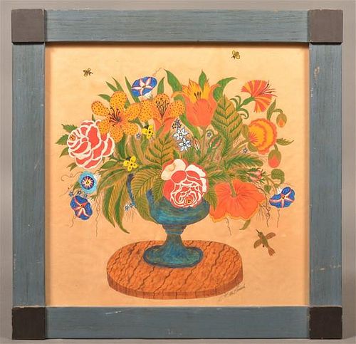 G.B. FRENCH URN OF FLOWERS WATERCOLOR
