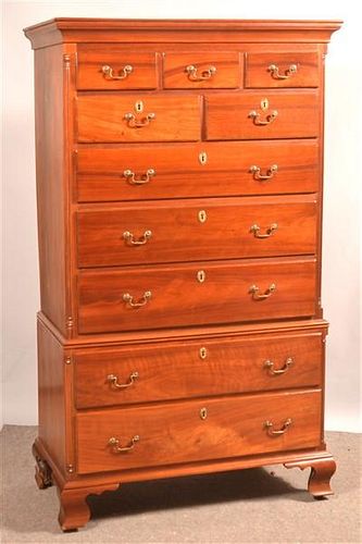 PA CHIPPENDALE WALNUT CHEST ON