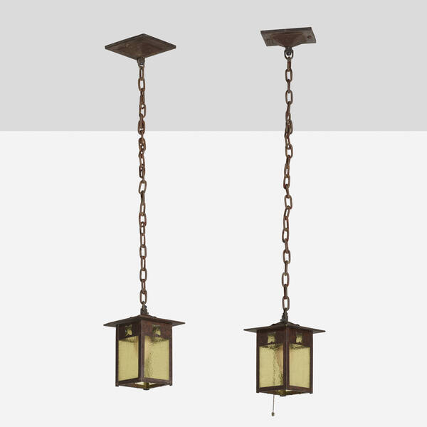 Gustav Stickley Rare hanging lanterns 39e53a