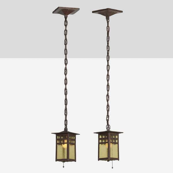 Gustav Stickley Rare hanging lanterns 39e53c