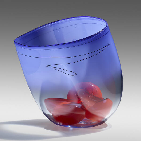Dale Chihuly Blue and Red Basket 39e696