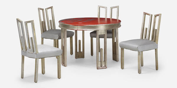 James Mont. Game table and chairs,