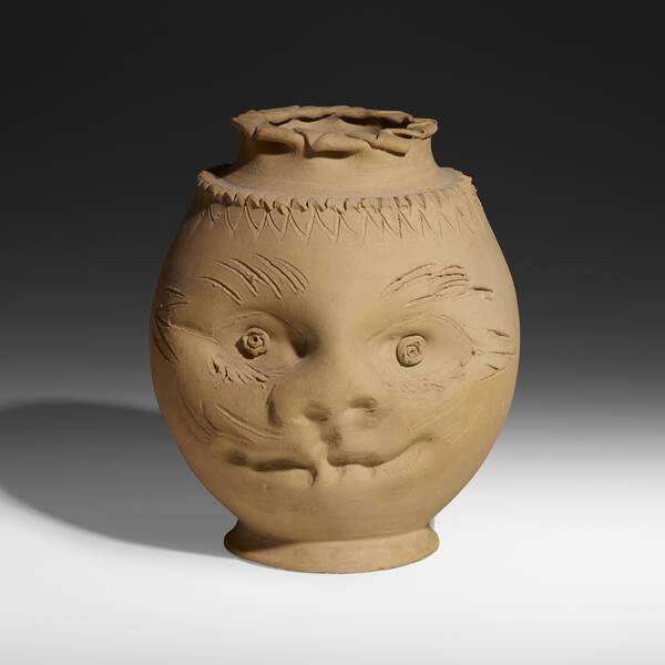 George E. Ohr. Rare vase with face.