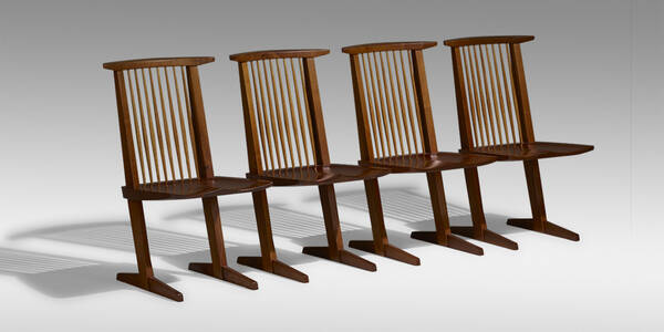 George Nakashima. Conoid chairs, set