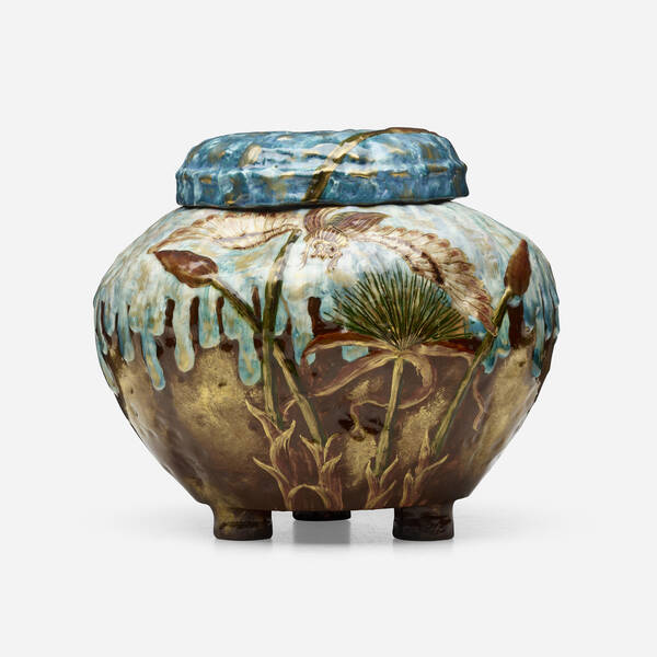 Émile Gallé. Lidded vessel with papyrus