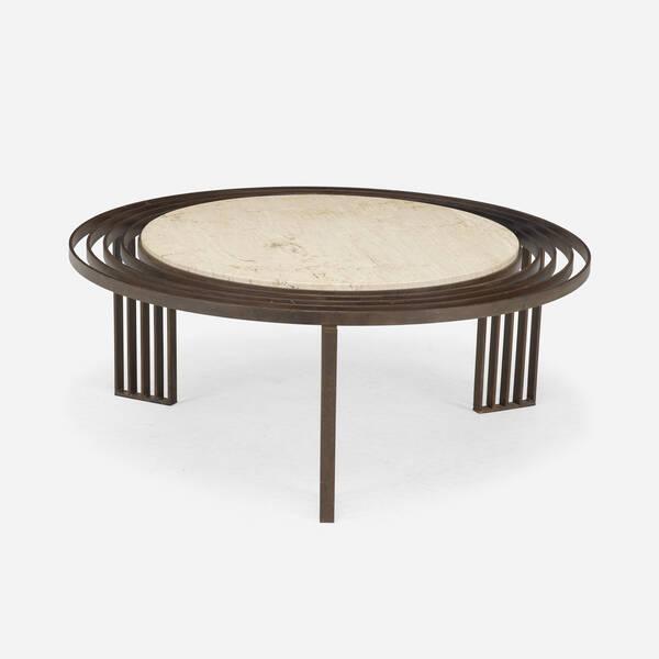 French. Low table. c. 1950, patinated