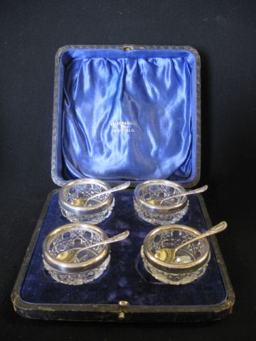 English Silverplate & Cut Crystal Salt