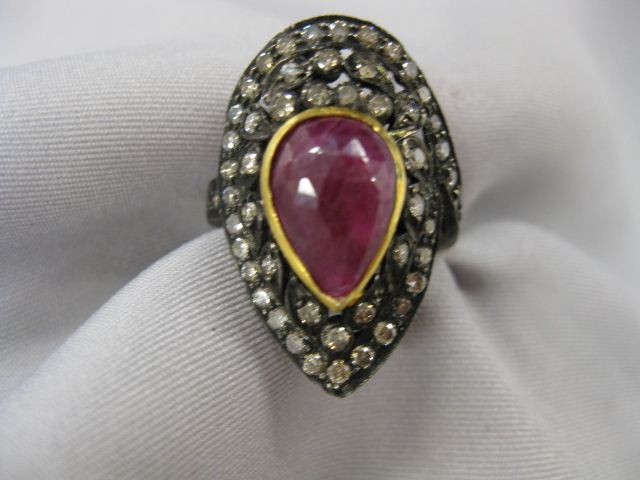 Ruby & Diamond Ring 3 carat pear